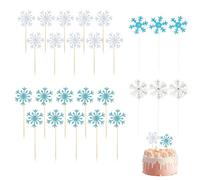 WUSJCOF 26 Adornos para Pasteles con Copos de Nieve. Decoraciones para Pasteles, Cupcakes y Muffins. Pasteles para Cumpleaños, Bodas y Navidad.