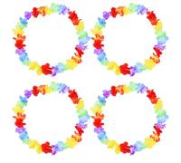 WUSJCOF 4 Piezas Guirnaldas con Flores Artificiales para Disfraces, Complementos y Collares Hawaianos para Niños y Adultos, Fiesta Verano, Hawaii Pool Party, Collares Lei Hawaiano (Colores Variados)