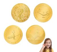 WUSJCOF 4 piezas Monedas de Hada de Dientes, Oro con Mensajes Positivos, Ratoncito Pérez, Moneda de Colección, Conmemorativa, Recuerdos, Recuerdo para Diente Perdido, Regalo para Niñas y Niños
