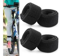 WUSJCOF 4 Piezas Pinzas Elásticas para Pantalones con Cierre de Velcro, Protector de Piernas para Ciclismo, Running, Senderismo y Montañismo (Negro)