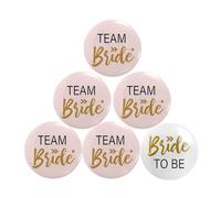 WUSJCOF 6 Piezas Chapas Team Bride Despedida de Soltera, Kit Accesorios Novia y Amigas, Decoraciones Boda Fiestas, Complementos para Equipo de la Novia