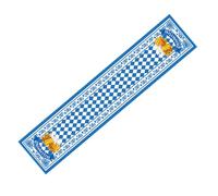 WUSJCOF Camino de Mesa Delgado Airlaid "Bayrisch Azul" Lavable y Lacado, Mantel de Entramado para Oktoberfest (180 x 33 cm) (Azul y Blanco)