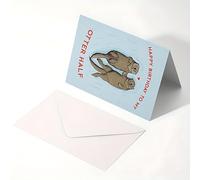 WUSJCOF Divertida tarjeta de cumpleaños, 'Happy Birthday to My Otter Half', tarjeta de cumpleaños dulce para hombres y mujeres, tarjeta cumpleaños