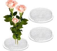 WUSJCOF Juego de 2 herramientas redondas para arreglos florales, plástico transparente con 3 ventosas, ideal para manualidades de flores