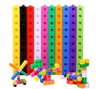 WUSJCOF Juego de Cubos de Enchufe 100 Piezas - Policubos para Matemáticas Infantil con Bolsa Bloques de Construcción Creativos Ayuda de Cálculo para Niños de Primaria Niñas y Niños a partir de 3 Años