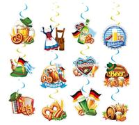 WUSJCOF Kit del Oktoberfest, 24 piezas, set de decoración con guirnaldas espirales colgantes techo, globos, banner suministros de fiesta, ideales para crear una atmósfera festiva y temática bávara