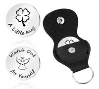 WUSJCOF Llavero de acero inoxidable 1 pieza,amuleto la suerte Pocket Hug,de doble cara,regalo ángel guardián,mejor amiga,mujeres,hombres,parejas,amigos y hermanas,color plateado.
