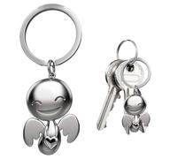WUSJCOF Llavero de ángel de la guarda unisex,1 pieza,amuleto de la suerte,fabricado en metal,ideal como regalo para mujeres,novia,colegas,para coche o exámenes,colgante con trébol (Plata)