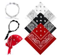 WUSJCOF Pañuelo Hombre Mujer Niño, Set de 3 Pañuelos Paisley Multifuncionales, 54 X 54 Cm, Pañuelo Rojo Blanco Negro para Cabello Cuello Cabeza Accesorio de Moda