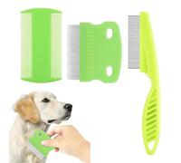 WUSJCOF Peine Antipulgas para Perros y Gatos, 3 Piezas, Piojos con Dientes de Metal, Liendrera Profesional Antipiojos, Removedor de Manchas de Lágrimas, Acero Inoxidable, Gato con Finos, Doble Cara