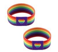 WUSJCOF Pulsera con la bandera LGTBI de tela, ajustable para hombre y mujer, pulsera orgullo lgbt, pulsera pride, pulseras de tela, 2 piezas (Arcoíris)
