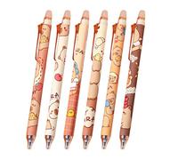 WUSJCOF Set de 6 bolígrafos borrables con Bola en el Extremo para Quitar la Tinta, Temas Capibara, Tinta Azul termosensible,0,5 mm,Pluma borrable de Capibara, Regalo de Capibara (Color: Azul)