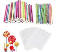 WUSJCOF Set de Palitos para Cake Pop 300 Piezas, 100 Palitos de Lollipop, Bolsas de Dulces y Cierres de Torcedura con Diseño 'Especialmente para Ti' para DIY Caramelos, Galletas y Pasteles