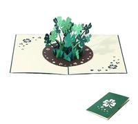 WUSJCOF Tarjeta Pop-Up de Trébol de la Suerte, 3D, Buena Suerte, Que Te Mejores, Tarjeta de Recuperación Hecha a Mano 3D, Tarjeta de Felicitación para Año Nuevo, Gracias por Todo (13 x 18 cm)