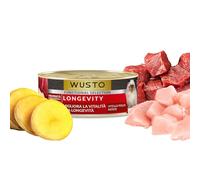 Wusto Paté húmedo para gatos adultos - Functional Selection, alimento completo y equilibrado con ingredientes seleccionados, alta hidratación y apoyo al bienestar diario (Longevity-Vitello)