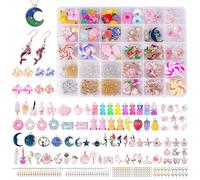 WUSUPU 100 Piezas Diy Joyería Set,Colgante Charms Set,Kit para Hacer Pendientes,Kit de Fabricación de Joyas, Mariposa Colgante Llavero Gummy Bear Pendientes Juego de Joyas