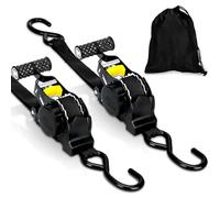 WUSUPU 2 Cinchas de Amarre Carraca Moto, 3,3 M Correas de Amarre,con Ganchos en S, Fuerza de Sujeción de 680 Kg, Correa de Sujeción para Asegurar Objetos Durante el Transporte