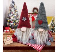 WUSUPU 2 Piezas Gnomo de Navidad,Decoraciones de Peluche de Gnomos Navideños,Gnomo de Navidad de Peluche,Muñeca de Santa Gnomos,Decoración Navidads para Interior,Oficina,Mesa Comedor,Repisa Chimenea