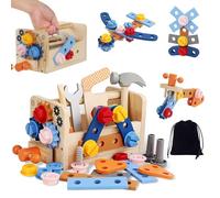 WUSUPU Caisse a Outil Enfant Jouet,Caja Herramientas Juguetes Niños,Caja Herramientas de Madera Juguetes Niños,Montessori Juegos Educativos Regalo Niños a Partir De 3 Años