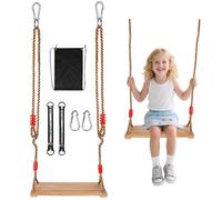 WUSUPU Columpio de Madera,Columpios Infantiles,Columpio Trapecio,JardíN Exterior NiñOs Antideslizante Columpios Infantiles Exterior,Altura Ajustable para Interiores e Exteriores,hasta 100kg