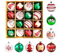 WUSUPU Juego de 16 Bolas de Navidad para árbol,Adornos Navideños Plástico,DecoracióN para Colgar en Fiestas de Temporada,Decoración del Hogar y Decoración de Jardines al Aire Libre