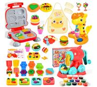 WUSUPU Juego de Plastilina,Plastilina Juguetes,Herramientas Plastilina para Niños,Accesorios Plastilina para Crear Hamburguesa y Helados,con 12 Botes de Plastilina,Regalo a Partir de 3 Año,para Niños