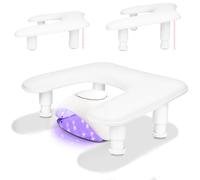 WUSUPU Reposabrazos para Uñas de U para manicura - Reposamanos para Uñas,Almohadilla para manos ajustable en altura de cuero PU antideslizante,cojín de apoyo para técnicas de uñas - Blanco