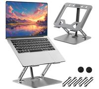 WUSUPU Soporte Portatil, Laptop Stand Ergonómico con 3 Varilla, 5 Adjustable, Plegable, Antideslizante, Ventilación y Disipación de Calor, Compatible con Macbook Air Pro Notebook Tabletas(10-17.3")