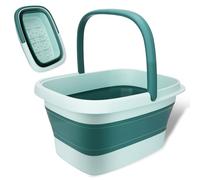 WUSUPU Tina de baño de pies Plegable de 15 L,Bañera de pies con asa y Rodillos de Masaje | Plegable SPA de Pies,hidromasaje para pies,ergonómica,Ligera y Que Ahorra Espacio - Verde Claro