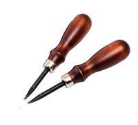 WUTA Cortador de bordes de cuero, 2 piezas, biselador de bordes de cuero profesional, mango de madera de acero al carbono, procesamiento de cuero, biselado de bordes (0,8 mm + 1,0 mm)