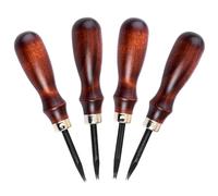 WUTA - Cortador de bordes de cuero, 4 piezas, biselador de bordes de cuero profesional, mango de madera de acero al carbono, procesamiento de cuero, corte de bordes (0,8 mm + 1,0 mm + 1,2 mm + 1,4 mm)