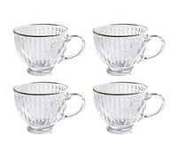 Wutaihill Divertida taza de café, tazón de postre de vidrio transparente con cuentas y tiras en relieve, platos for helado, postres y ensaladas.(Clear)