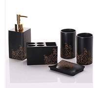 WUTIANBAO Juego Baño Accesorios Juego De Accesorios Baño Resina 5 Piezas Dispensador Jabón/Soporte para Cepillo Dientes Vaso Jabonera Juego de Baño(5pc)