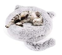 Wuudi Donut Cat Type Cama para Mascotas de Peluche Suave Cama Redonda para Mascotas Antideslizante en la Mini Cama de Gato Mediana
