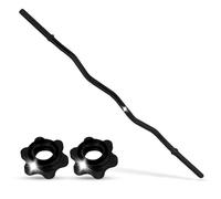 wuuhoo® barra de pesas Henry - 180cm / 150 cm / 120 cm barra de pesas 25mm, barra de acero cromado con cierre de estrella - Barra de Curl Negra de 140 cm