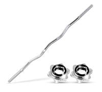 wuuhoo® barra de pesas Henry - 180cm / 150 cm / 120 cm barra de pesas 25mm, barra de acero cromado con cierre de estrella - Barra de Curl Plateada de 140 cm