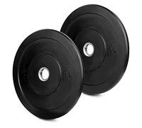 wuuhoo® Platos de pesas olímpicas Bruce 50mm - Bumpe Plates, platos de goma maciza que absorben los golpes, juego de 2 pesas para barbell, negro, entrenamiento con pesas