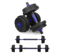 wuuhoo® set de mancuernas ajustables Berti - set de 2 mancuernas de 30mm, 10-30kg, mancuernas con pesas y barra de extensión, juego de mancuernas de plástico con cierre de estrella 15kg