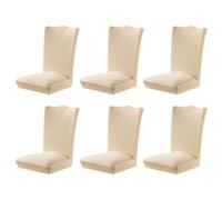 WUUISDNX 6 uds funda para silla aspecto suave y cómodo de muebles funda elástica para asiento de silla fundas de asiento de silla de poliéster, Beige