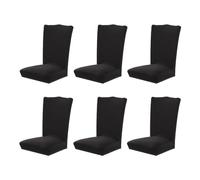 WUUISDNX 6 uds funda para silla aspecto suave y cómodo de muebles funda elástica para asiento de silla fundas de asiento de silla de poliéster, Negro