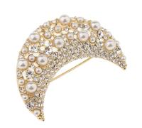 WUUISDNX Broche de diamantes de imitación, broche cristal, impresionante dorado, accesorio joyería versátil para ocasiones especiales y celebraciones, perla artificial.