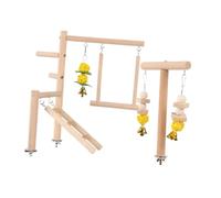 WUUISDNX El Soporte para Loros Ofrece un Tronco Doble único Que a los pájaros a trepar y Volar Entre Niveles. Parque de Juegos para pájaros de para Madera. Soporte para Loros. Juguete para Masticar.