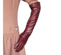 WUUISDNX Guantes largos de cuero PU de amplia aplicación, regalo cómodo a la moda, guantes largos multifuncionales de cuero PU para mujer, azufaifo rojo, S