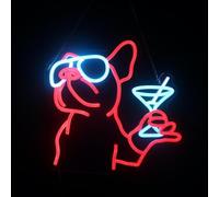 WUUISDNX Letrero de neón LED para pared con forma de bulldog francés, luz