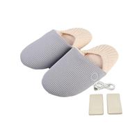WUUISDNX Zapatos calefactores para hombre, pies cálidos y seguros, bolsa oculta con batería, fregona de Algodón térmico para el hogar, zapatillas calentadas de algodón, Gris niño talla 39-44