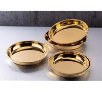 WUUKEPSG 1Pcdden Stainless Steel Big Round Tray Plate Thick Serving Tray Plater Steak Dish Dinner Serving Tray Bbq Grill Meat Dishes/Color/50Cm