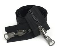 WUUKEPSG Cremalleras Metálicas de Doble Cara de 70-100 Cm, N.° 5/8, Cremallera Giratoria Bidireccional Abierta para Chaquetas, Ropa Y Accesorios de Costura Diy/Black- Gun Black/5# - 80Cm