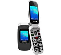 WUUM Clap - Teléfono Móvil de Tapa con Doble Pantalla | Teclas y Números Grandes | 2 Memorias Directas y botón SOS | Bluetooth | Gran Batería 800mAh | USB-C | Negro