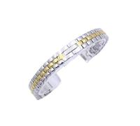 WUURAA 6 mm 8 mm 10 mm 12 mm 14 mm 16 mm Mujer Correa de reloj de acero inoxidable sólido con cadena de reloj de metal(Silver+Golden,14mm)