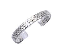 WUURAA 6 mm 8 mm 10 mm 12 mm 14 mm 16 mm Mujer Correa de reloj de acero inoxidable sólido con cadena de reloj de metal(Silver,14mm)
